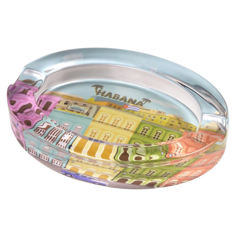 ASHTRAY GLASS OVAL CUBA HAVANA