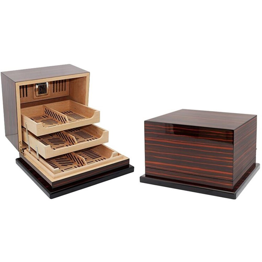 HUMIDOR LUBINSKI Q2240 GLOSSY EBONY 3 TRAYS