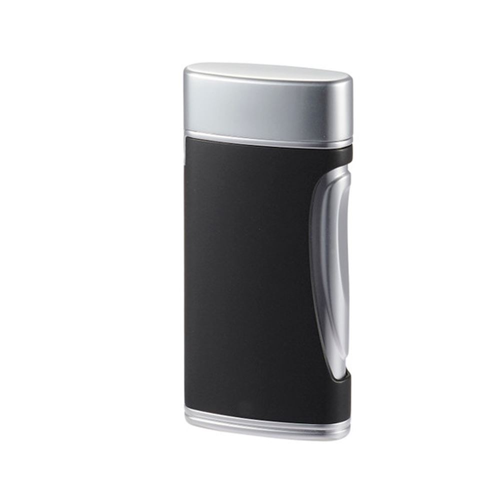LIGHTER CASETI DOUBLE JET CHROME BLACK MAT
